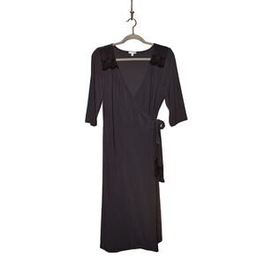 KIYONNA $98 3/4 Sleeve Whimsy Wrap Dress Lace Accents Gray 1 / 1X